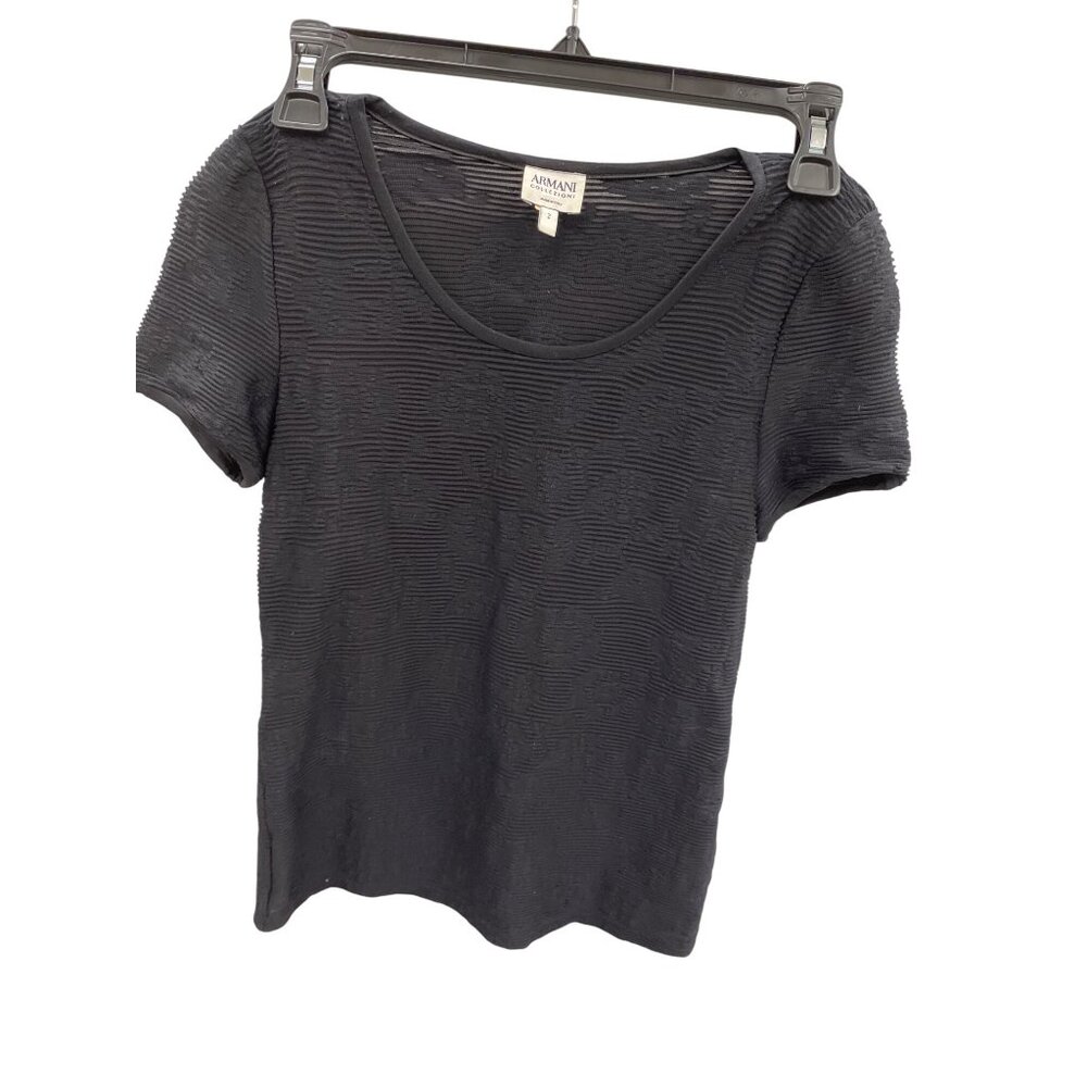 Armani Collezioni Womens Black Textured Blouse Shirt Size 2 SKU 8472 - Picture 9 of 9